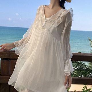Set: Slipdress + Long-sleeve A-line Mini Dress