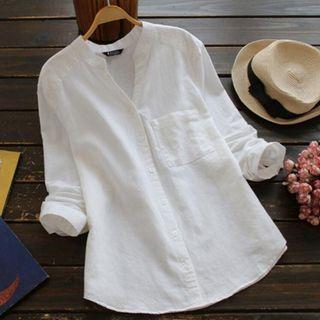 V-neck Pocket Detail Shirt
