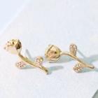 Rhinestone Alloy Flower Earring 1 Pair - Silver Needle - Earring - Gold - One Size