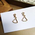 Geometric Rhinestone Dangle Earring 1 Pair - S925 Silver Needle - Stud Earrings - Gold - One Size
