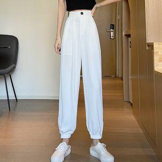 High-waist Slited Cuffed Pants