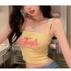 Buckled Lettering Print Camisole Top Yellow - One Size