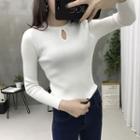 Contrast Trim Long Sleeve Knit T-shirt