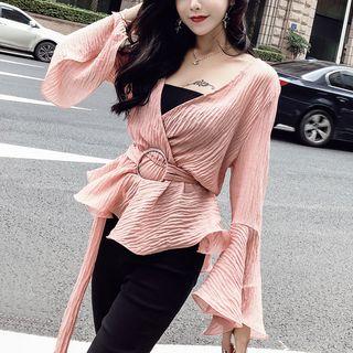 Bell-sleeve Tie-waist Blouse