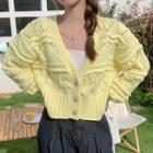 Pointelle Knit Cardigan Yellow - One Size