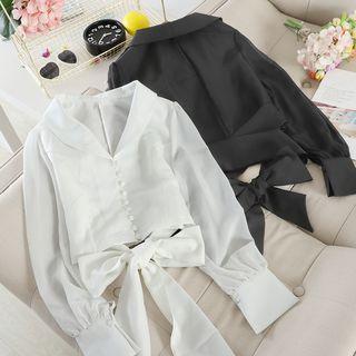 Bow-back Cropped Blouse
