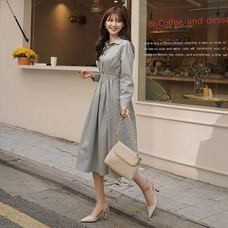 Drawstring Long Flared Shirtdress