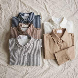 Wide-cuff Stripe / Plain Shirt