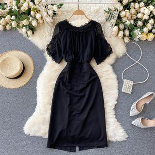 Short-sleeve Pencil Sheath Dress