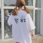 Elbow-sleeve Oversized Character T-shirt