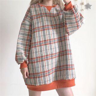 Plaid Oversized Sweatshirt