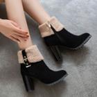 Fleece-lined Chunky Heel Ankle Boots