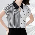 Short-sleeve Striped Dotted Shirt