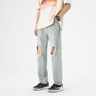 Ripped Denim Shift Pants