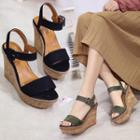 Faux-suede Ankle-strap Wedge Sandals