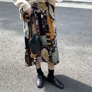 Patterned Midi Skirt As Figure - One Size