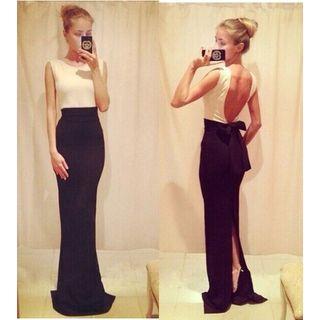 Open Back Panel Sleeveless Dress