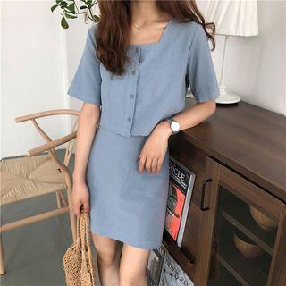 Square-neck Top + Plain Dress