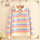 Rainbow-stripe Polo-neck Sweatshirt