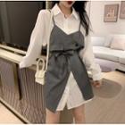 Long-sleeve Shirtdress / Mini Pinafore Dress