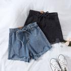 Sashed Denim Shorts