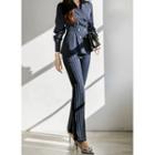 Stripe Set: Peplum Jacket + Dress Pants