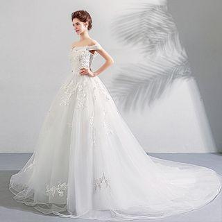 Off-shoulder Wedding Ball Gown With Train