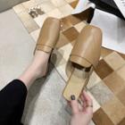 Square Toe Low-heel Mules