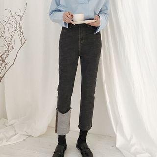 Asymmetric Hem Cropped Jeans As Shown In Figure - S