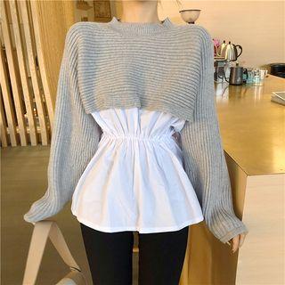 Mock Two Piece Long-sleeve Slim Fit Top