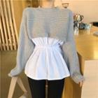 Mock Two Piece Long-sleeve Slim Fit Top