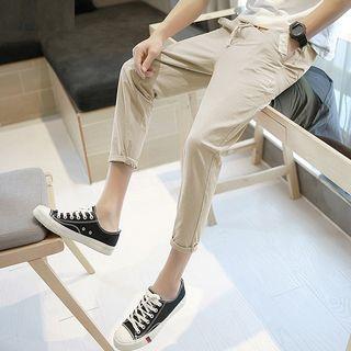 Drawstring Straight-fit Pants/ Set Of 2
