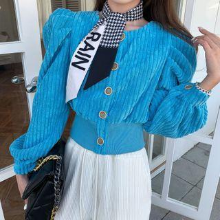 Corduroy Puff-sleeve Crop Jacket