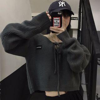 Tie-front Cropped Sweater