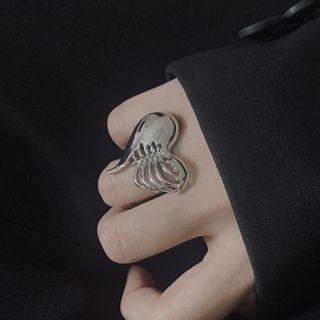 Heart Cutout Alloy Open Ring Silver - One Size