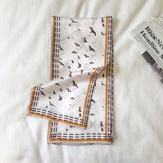 Printed Silk Narrow Scarf Almond - 150x15cm - J108