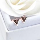 Rhinestone Triangle Stud Earrings Rose Gold - One Size