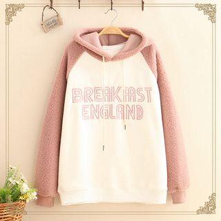 Color-block Embroidered Fleece Hoodie