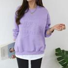 Round-neck Textured Brushed-fleece Lined Pullover
