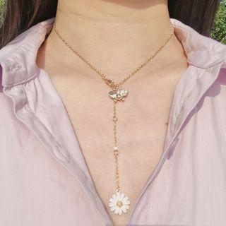 Alloy Flower Pendant Y Necklace 1 Pc - As Shown In Figure - One Size