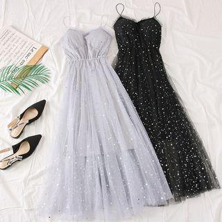 Sequined Sleeveless Mesh Dress