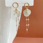 Petal Faux Pearl Fringed Earring 1 Pair - Petal Faux Pearl Fringed Earring - Gold - One Size