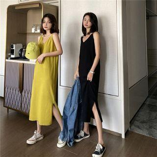 Spaghetti Strap Plain Knit Midi Dress