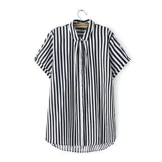 Short-sleeve Striped Blouse