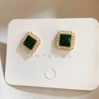 Retro Faux Pearl Square Earring 1 Pair - As Shown In Figure - One Size