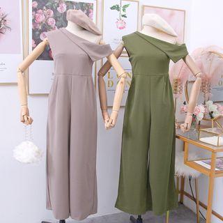 One-shoulder Wide-leg Jumper Pants