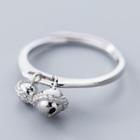 925 Sterling Silver Rhinestone Bell Open Ring Ring - One Size