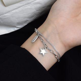 Star Sterling Silver Layered Bracelet 1 Set - Silver - One Size