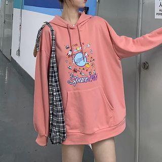 Spaceship Print Hoodie