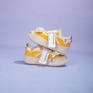 Fringed Trim Floral Print Platform Sneakers